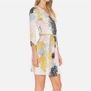 Diane von Furstenberg Julian Two quarter sleeve mini wrap dress in a multicolor